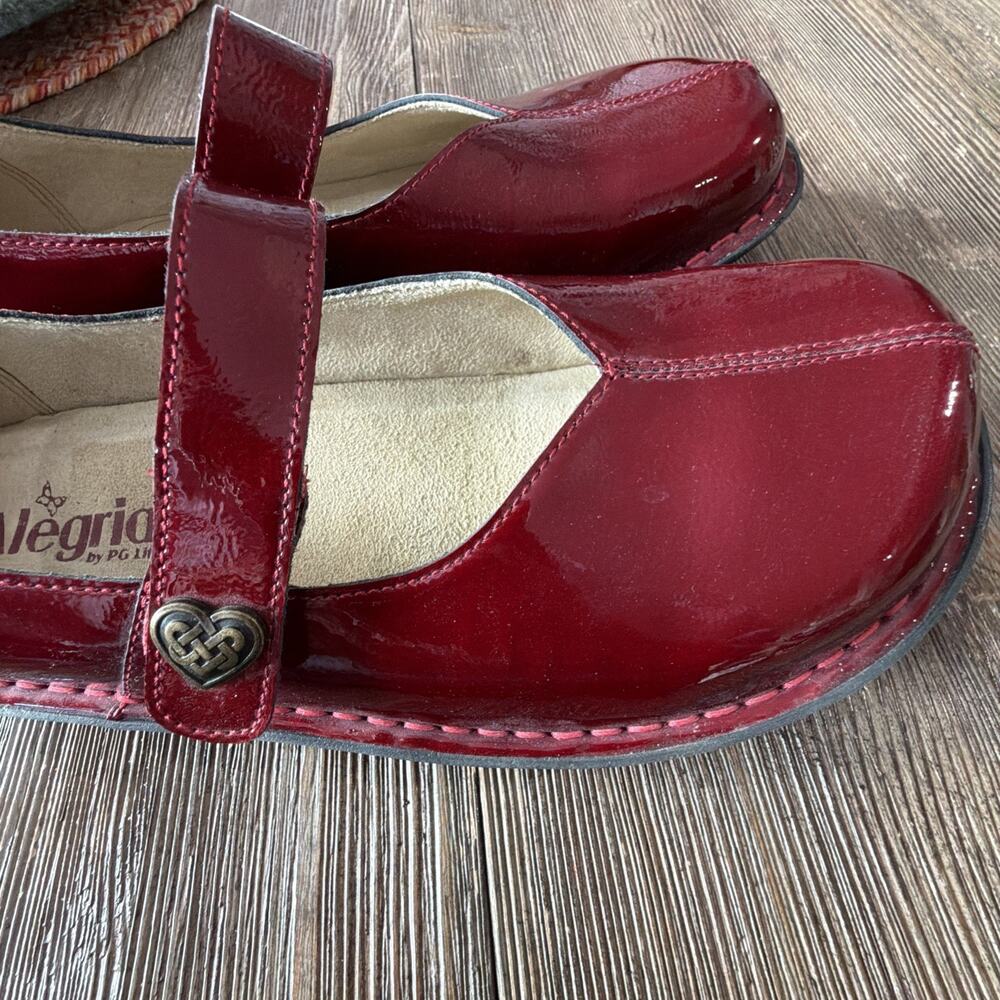 Alegria 8.5 Leather Adjustable Slip-On Mary Janes Marcy Cherry Bomb Pat size 39 - Picture 6 of 10